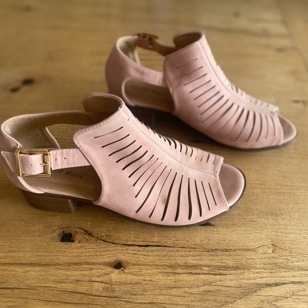 Top Moda‎ Peep Toe Strappy Sandal Shoe Pink Women’s 9 Preloved